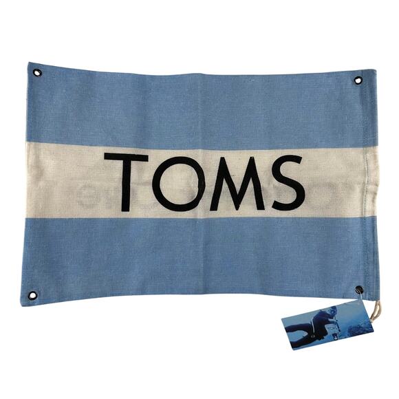NWT Toms Logo Dust Adjustable Drawstring Canvas Retro Blue/White Flag Shoe Bag - Picture 1 of 2